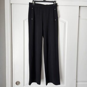 New Rafaella Dress Pants Womens 6 The Wide Leg High Rise Black‎ Elastic Pull-on